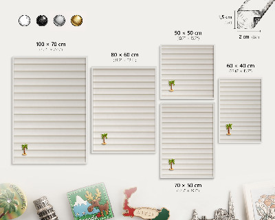 Decorative magnet board with a white frame Vertical lines