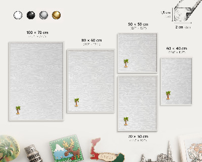 Decorative magnet board with a white frame Wooden pattern