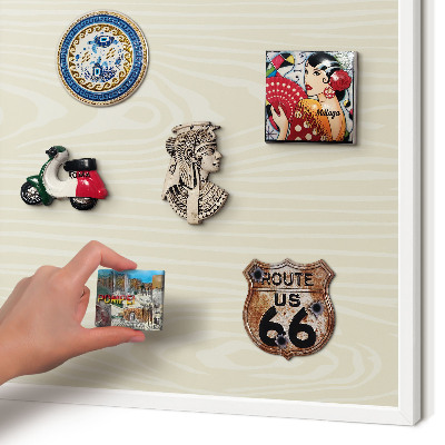 Decorative magnet board with a white frame Beige grain