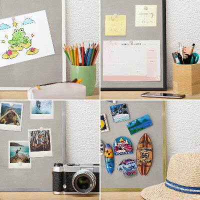 Decorative magnet board with a white frame Gray background