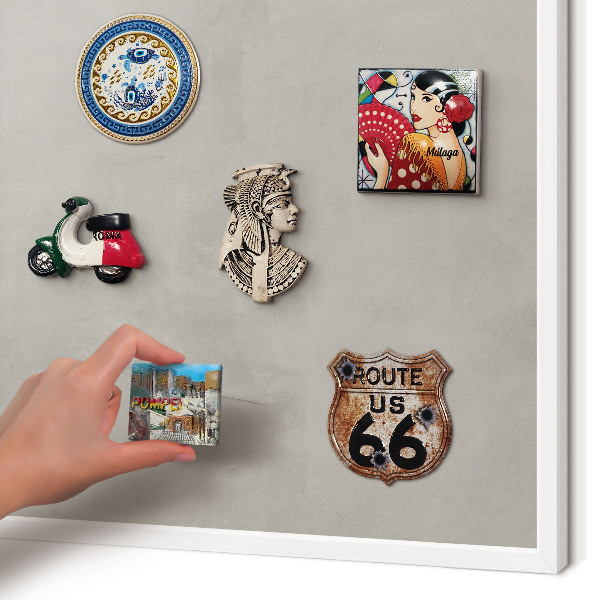 Decorative magnet board with a white frame Gray background