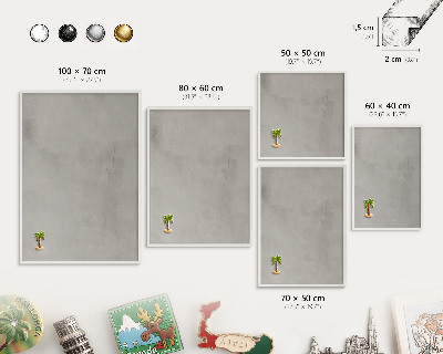 Decorative magnet board with a white frame Gray background