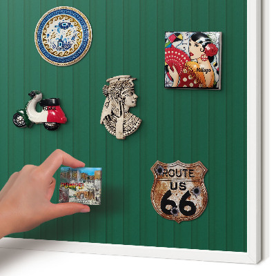 Decorative magnet board with a white frame Green stripes
