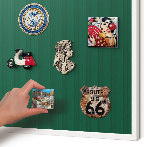 Decorative magnet board with a white frame Green stripes