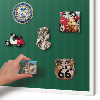 Decorative magnet board with a white frame Green stripes