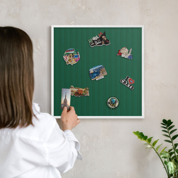 Decorative magnet board with a white frame Green stripes