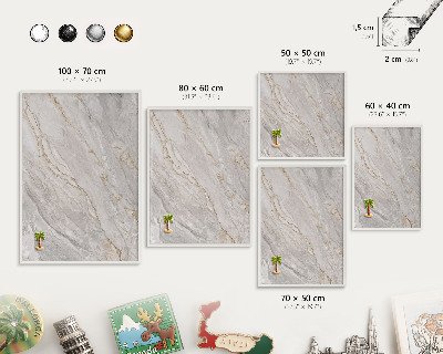 Magnetic board for travel magnets in a white frame Marble elegance
