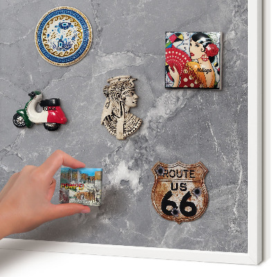 Decorative magnet board with a white frame Gray marble