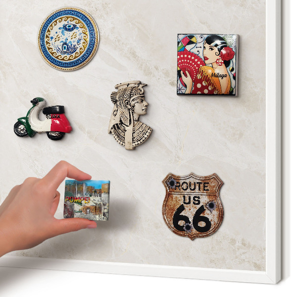 Magnetic board for travel magnets in a white frame Creamy elegance