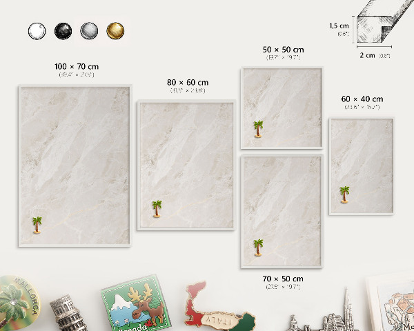 Magnetic board for travel magnets in a white frame Creamy elegance