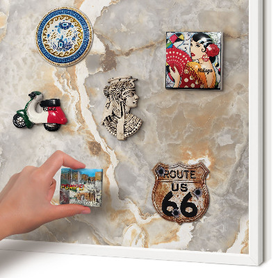Decorative magnet board with a white frame Marble elegance