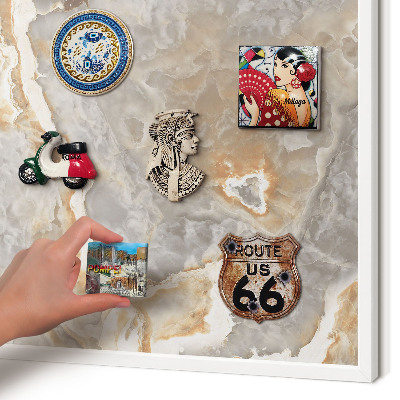 Decorative magnet board with a white frame Marble elegance