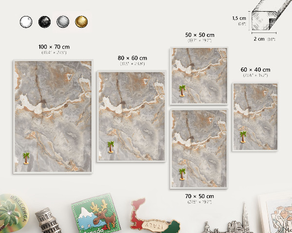Decorative magnet board with a white frame Marble elegance
