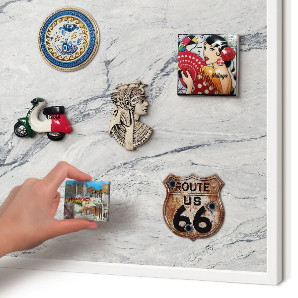 Decorative magnet board with a white frame Gray elegance