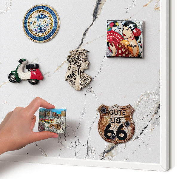 Decorative magnet board with a white frame Modern elegance