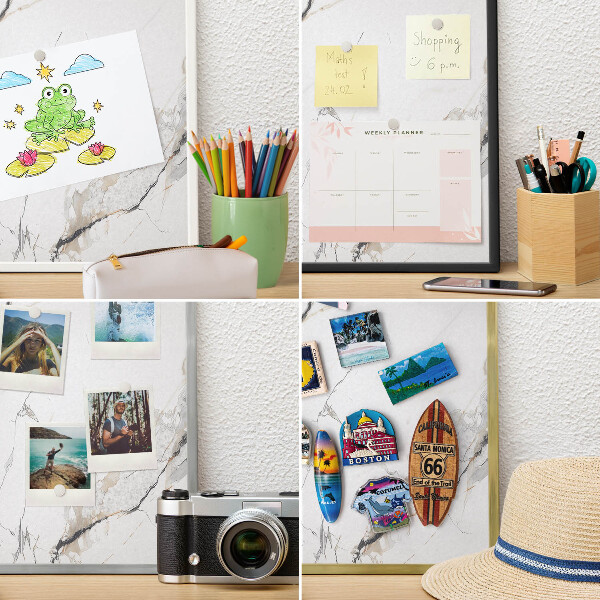 Decorative magnet board with a white frame Modern elegance