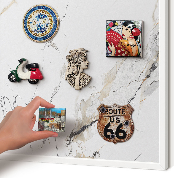 Decorative magnet board with a white frame Modern elegance