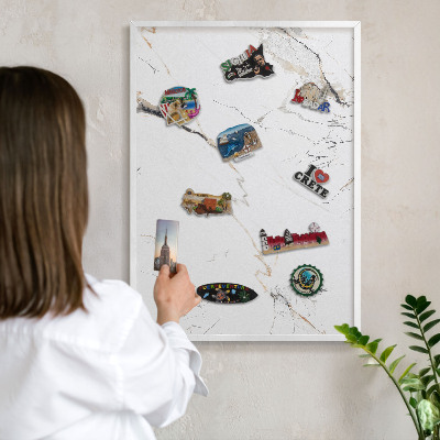 Decorative magnet board with a white frame Modern elegance