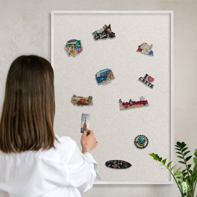 Decorative magnet board with a white frame Creamy texture