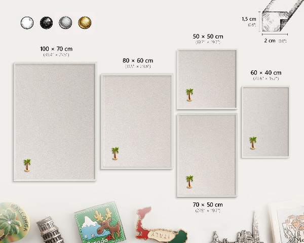 Decorative magnet board with a white frame Creamy texture
