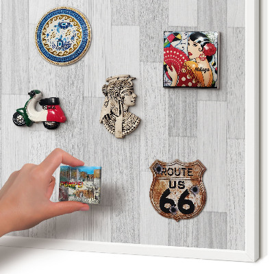 Decorative magnet board with a white frame Wooden texture