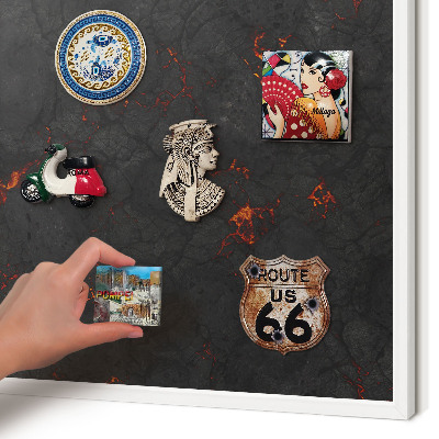 Decorative magnet board with a white frame Volcanic lava