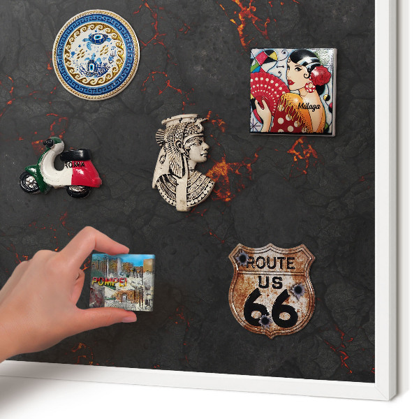 Decorative magnet board with a white frame Volcanic lava