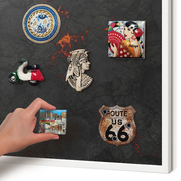 Decorative magnet board with a white frame Volcanic lava
