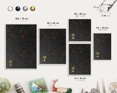 Decorative magnet board with a white frame Volcanic lava