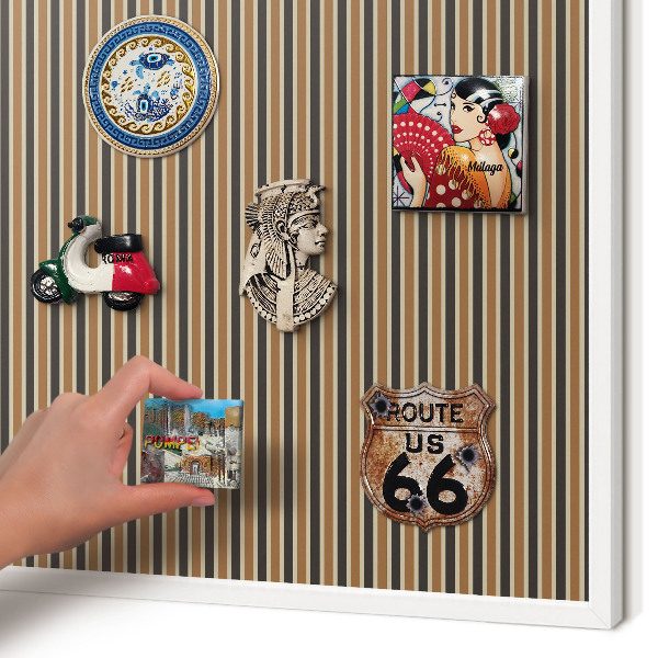 Magnetic board for travel magnets in a white frame Geometric pattern