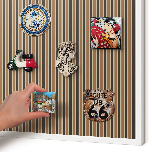 Magnetic board for travel magnets in a white frame Geometric pattern