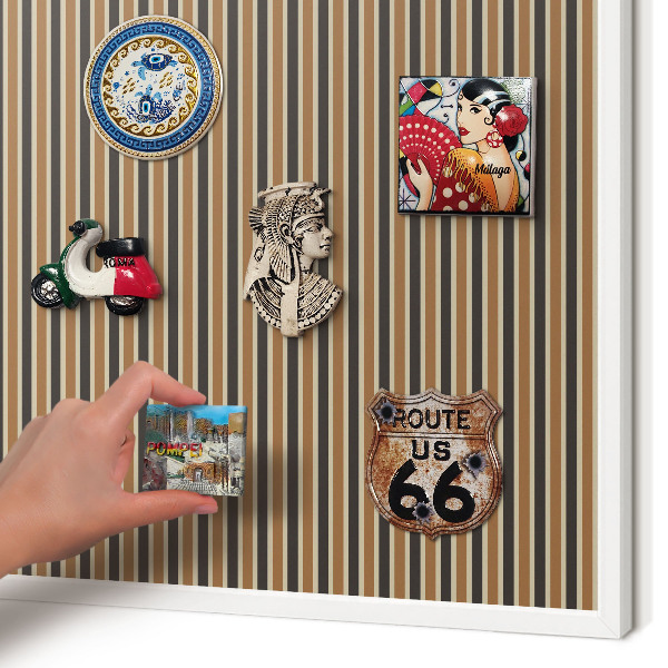 Magnetic board for travel magnets in a white frame Geometric pattern