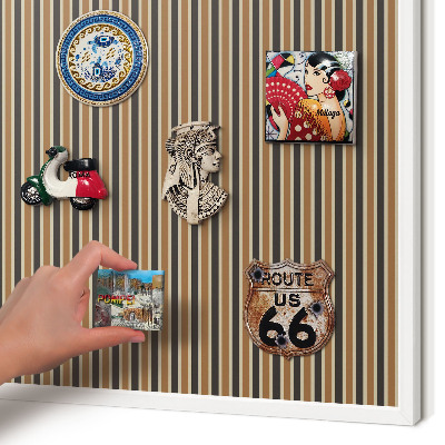 Magnetic board for travel magnets in a white frame Geometric pattern