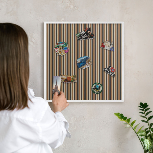 Magnetic board for travel magnets in a white frame Geometric pattern