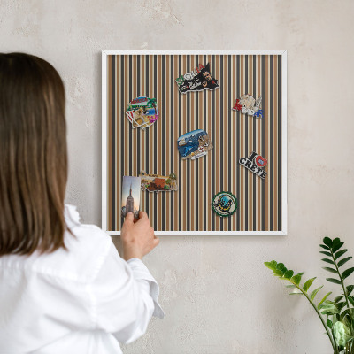 Magnetic board for travel magnets in a white frame Geometric pattern