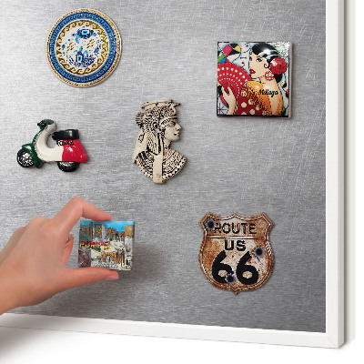 Decorative magnet board with a white frame Metallic surface