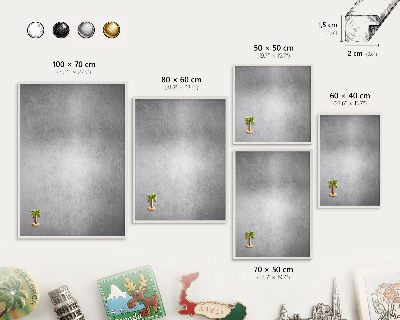 Decorative magnet board with a white frame Metallic surface