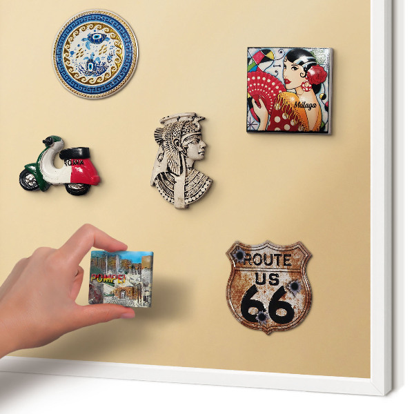 Magnetic board for travel magnets in a white frame Creamy Harmony