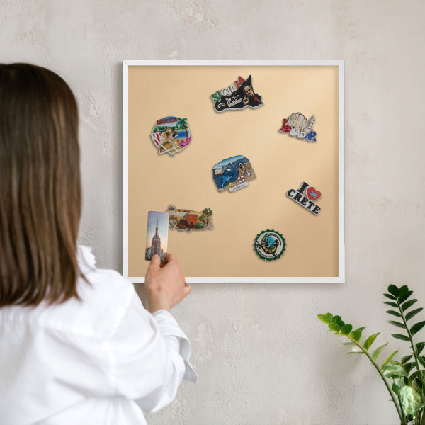 Magnetic board for travel magnets in a white frame Creamy Harmony