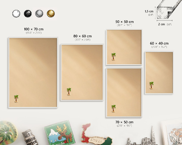 Magnetic board for travel magnets in a white frame Creamy Harmony