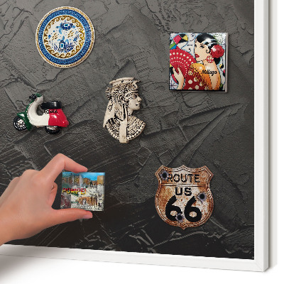 Decorative magnet board with a white frame Textured black