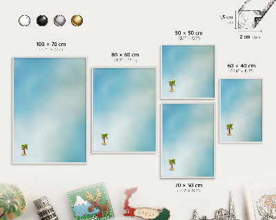 Magnetic board for travel magnets in a white frame Blue sky