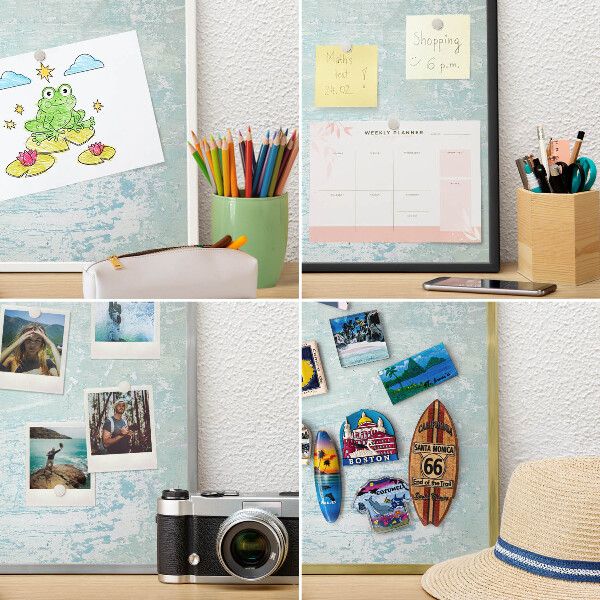 Decorative magnet board with a white frame Pastel abrasions
