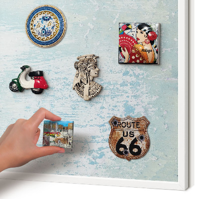 Decorative magnet board with a white frame Pastel abrasions
