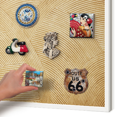 Magnetic board for travel magnets in a white frame Structural lines