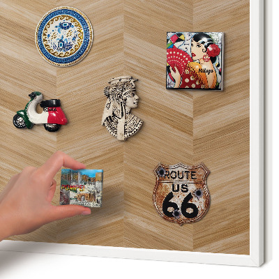 Decorative magnet board with a white frame Wood herringbone