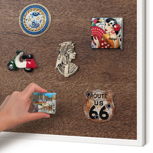 Decorative magnet board with a white frame Brown wood