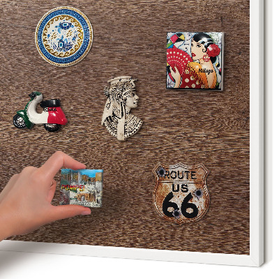 Decorative magnet board with a white frame Brown wood