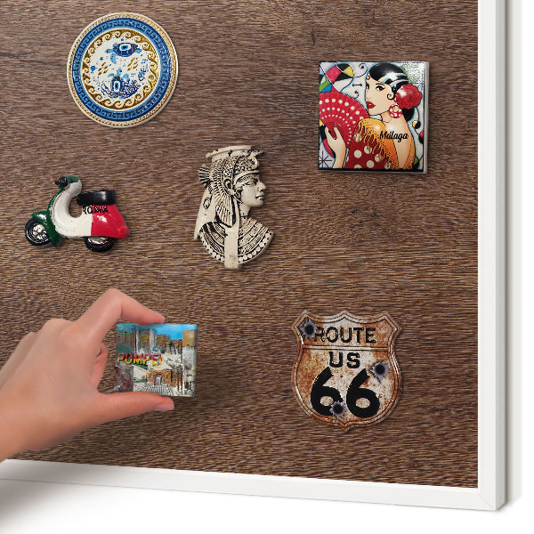 Decorative magnet board with a white frame Brown wood