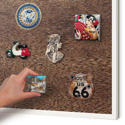 Decorative magnet board with a white frame Brown wood